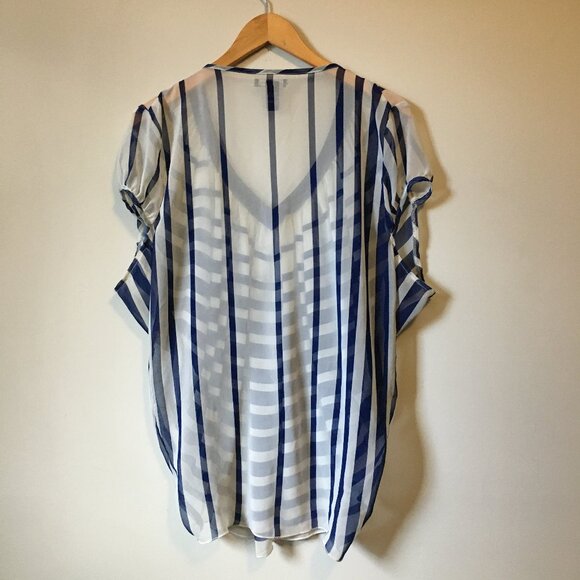 QED London Navy & White Flowing Nightingale Shirt - Picture 2 of 16